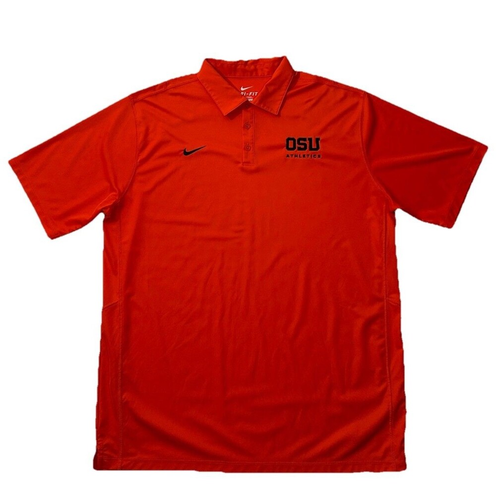 Nike Oregon State Beavers OSU Athletics Polo Shirt Mens XL Dri-Fit Orange 997857